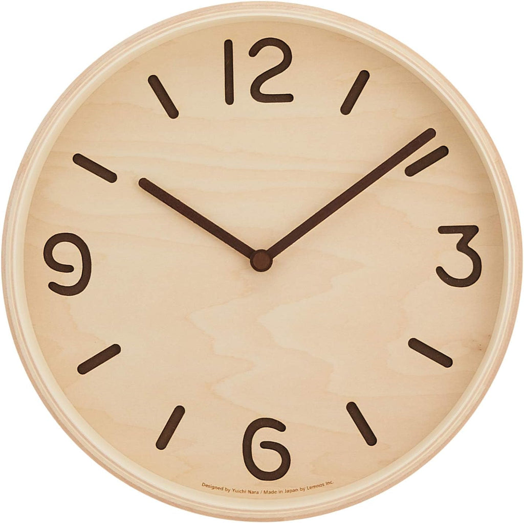 Remnos Thomson LC10-26 NT Lemnos Wall Clock, Analog, Natural Colored Wood Fabric, Natural φ254×d51mm