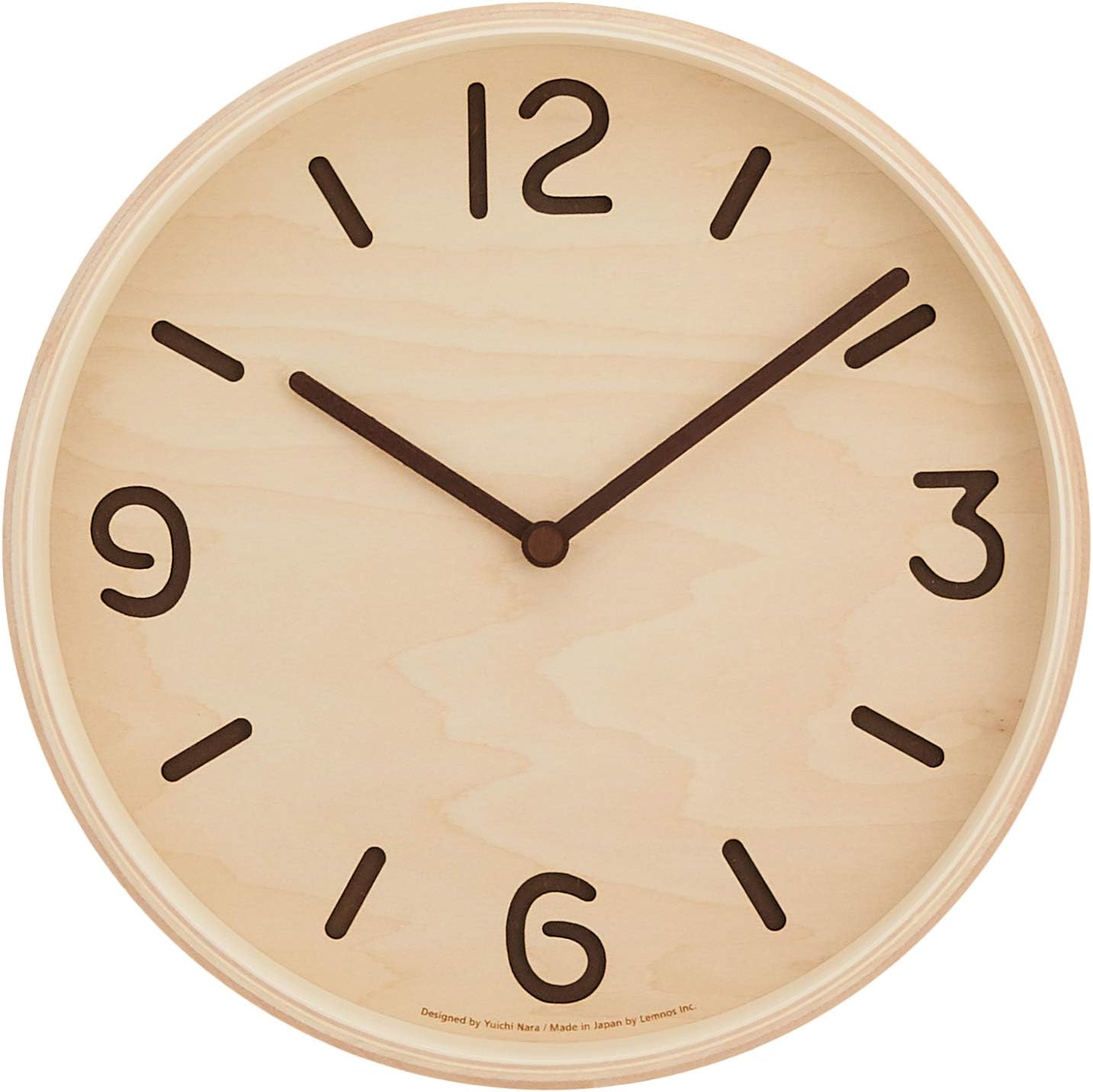 Remnos Thomson LC10-26 NT Lemnos Wall Clock, Analog, Natural Colored Wood Fabric, Natural φ254×d51mm