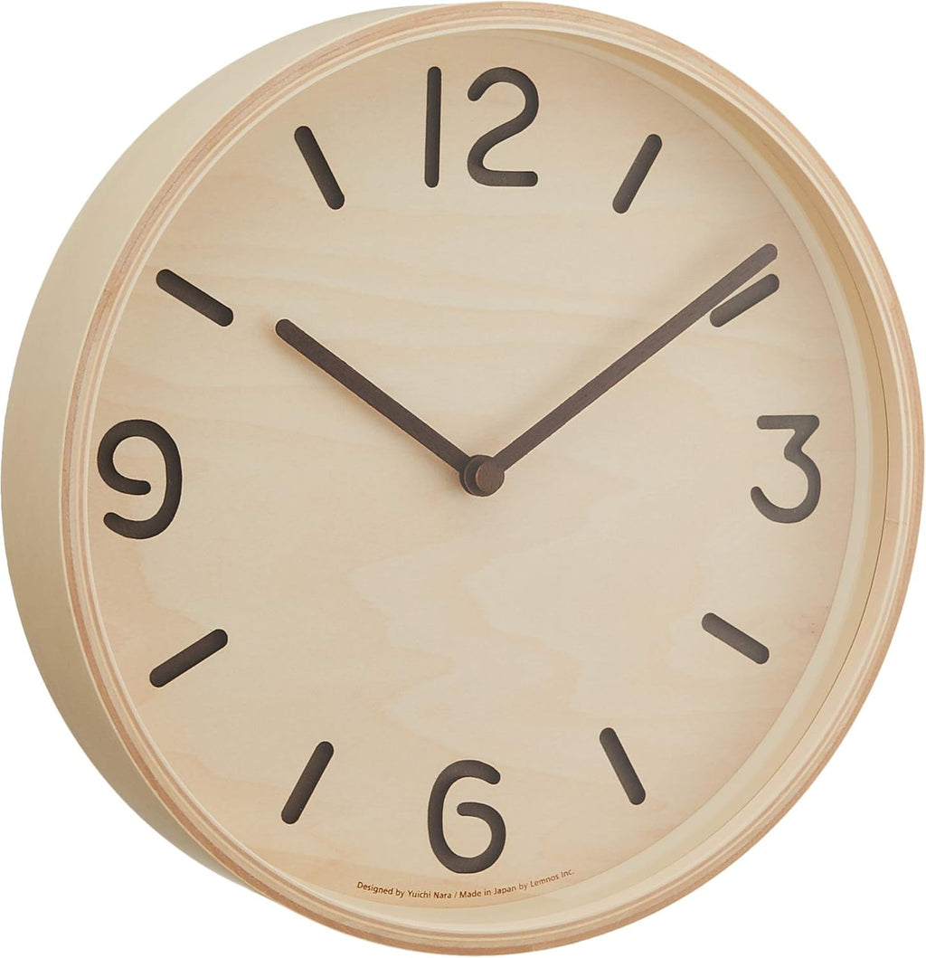 Remnos Thomson LC10-26 NT Lemnos Wall Clock, Analog, Natural Colored Wood Fabric, Natural φ254×d51mm