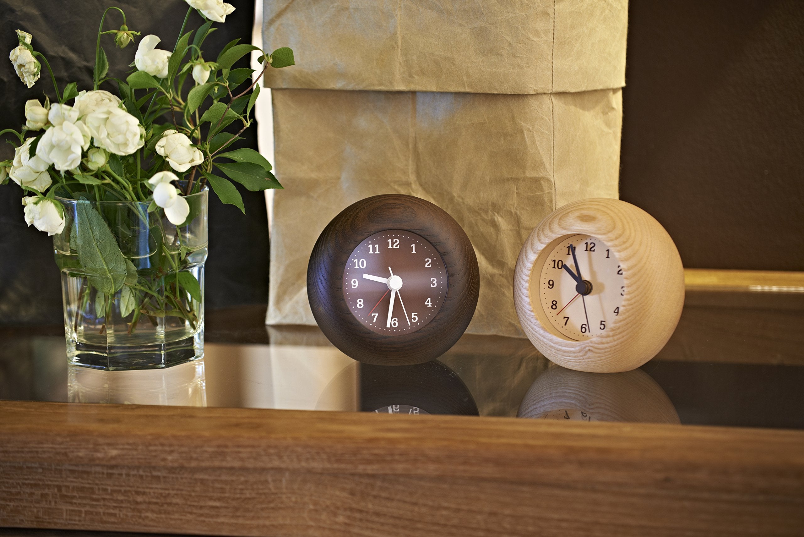 Remnos LC12-05 AD Lemnos Desk Clock, Natural Colored Wood Fabric